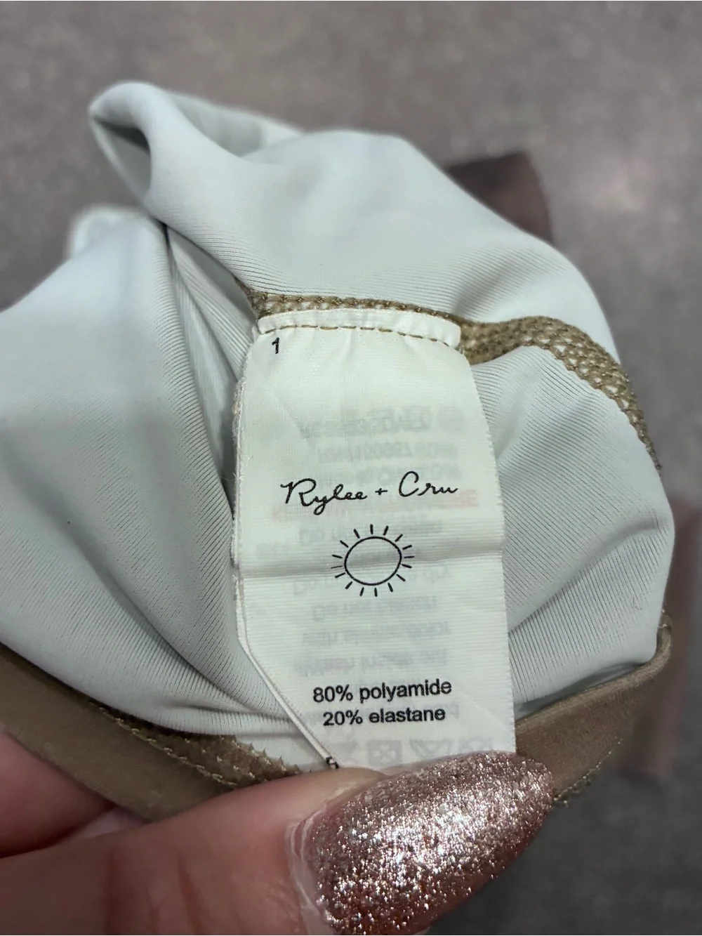 Rylee + Cru Taupe Long‎ Sleeve Rash Guard Swim Top 18-24M Neutral Beach